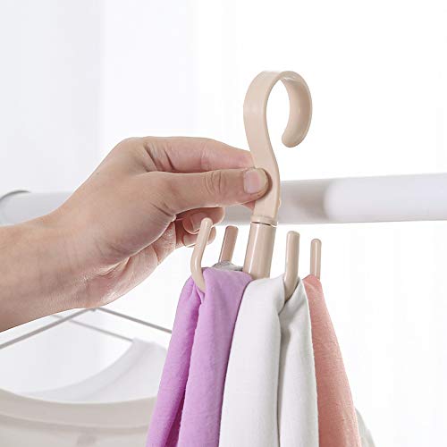 2Pcs Rotating Belt Hanger 360 Degrees Rotatable Organizer with 4 Hooks for Drying Towels Bras Clothes Gloves Plastic Laundry Sock Drying Hanger Nordic Green (2 Count)