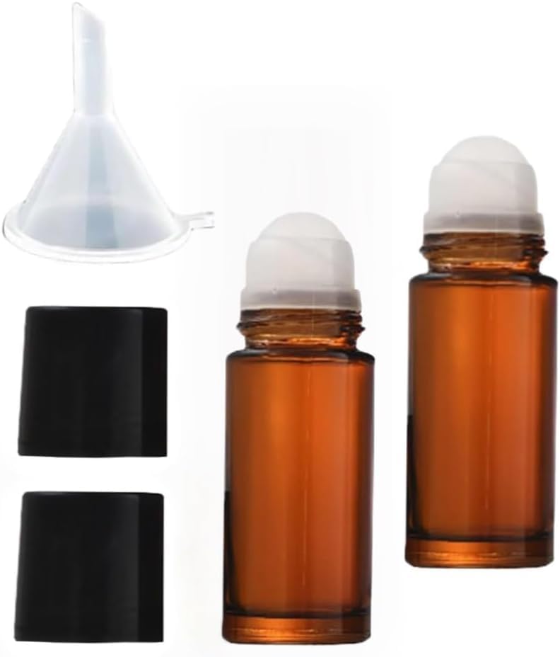 2Pcs Brown 30ml Glass Essential Oil Roller Bottles Refillable Roll on Bottles Empty Deodorant Bottle Containers Rollerball Beauty Personal Care Fragrance Cosmetics Tools (2 Count)