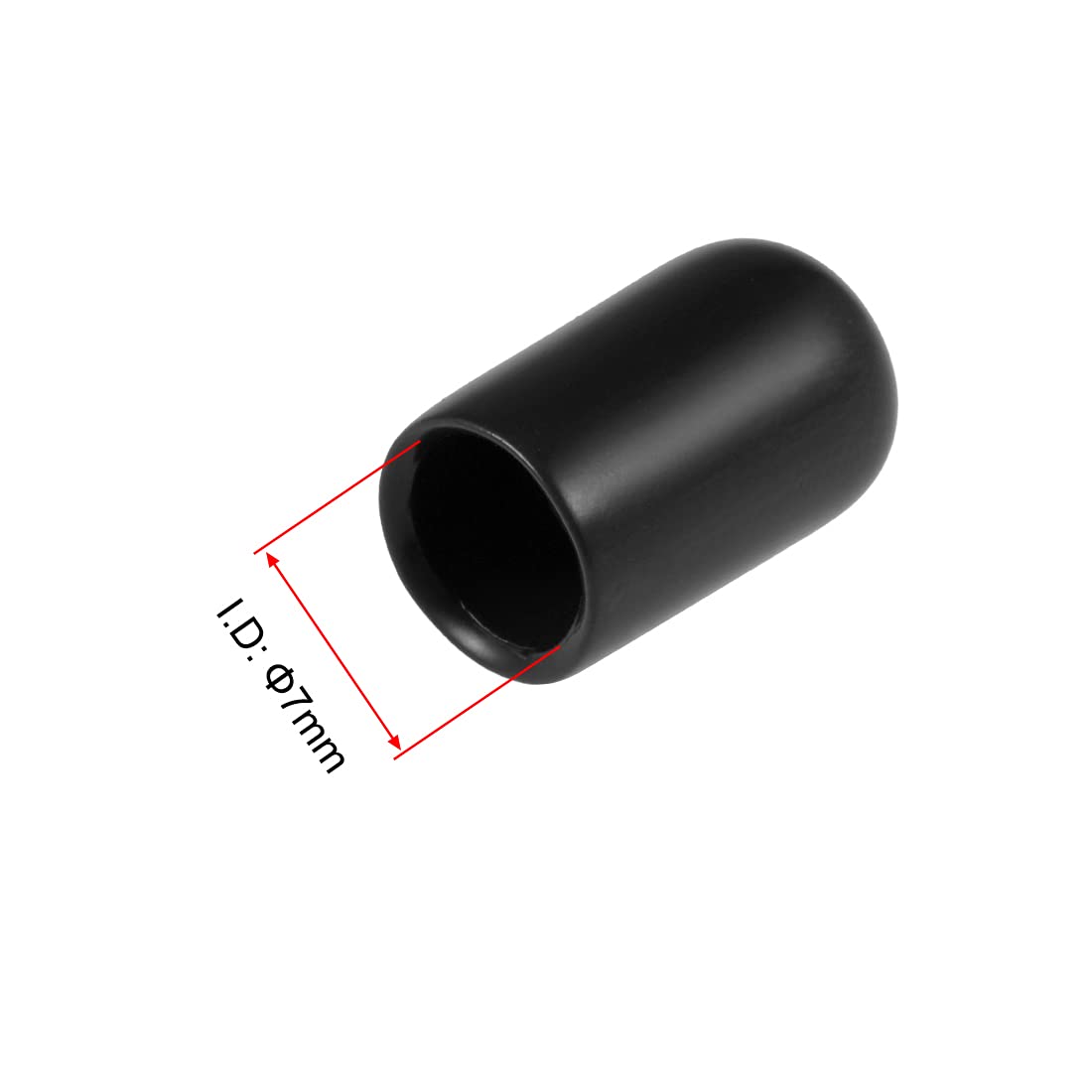 20pcs Rubber End Caps 7mm ID Vinyl Round Tube Bolt Cap Cover Thread Protectors Black (20 Count)