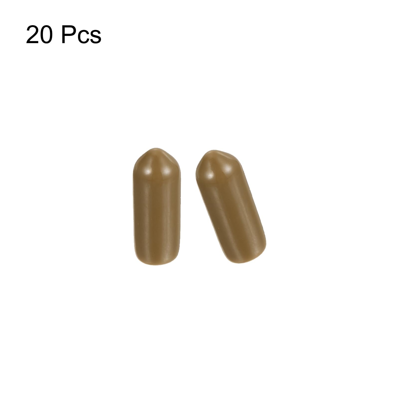 20pcs Rubber End Caps 5.5mm ID Vinyl PVC Round Tube Bolt Cap Cover Screw Thread Protectors Light Brown
