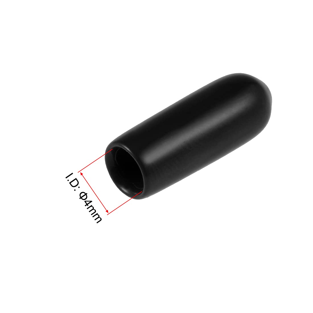 20pcs Rubber End Caps 4mm ID Vinyl Round Tube Bolt Cap Cover Thread Protectors Black (20 Count)