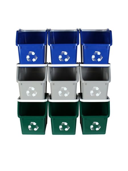 Multi Bin 6 Gallon Stackable Recycle Bins (9 Count)