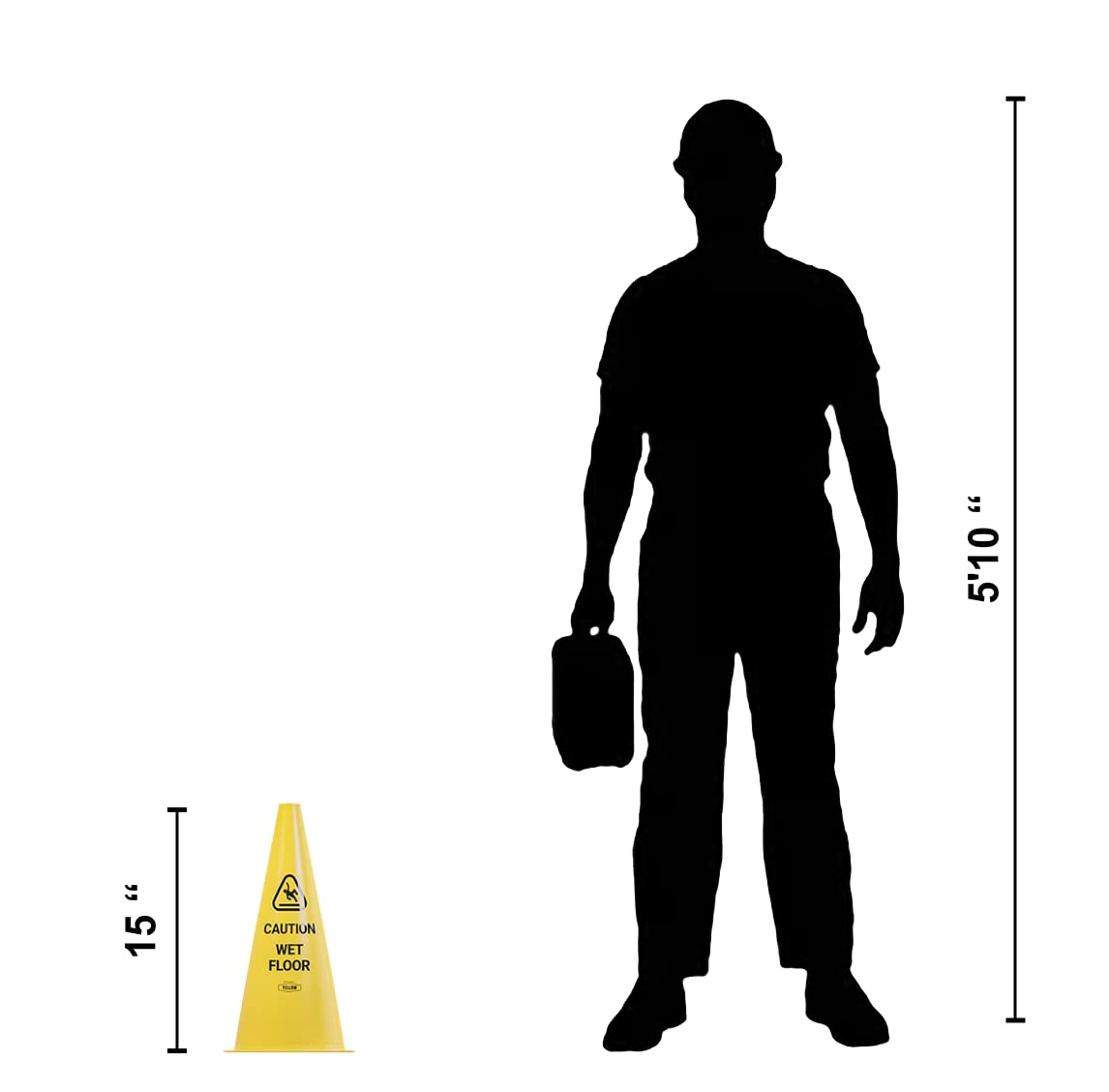 Commercial 15 Inch "Caution Wet Floor" Sign Cone (6 Count)