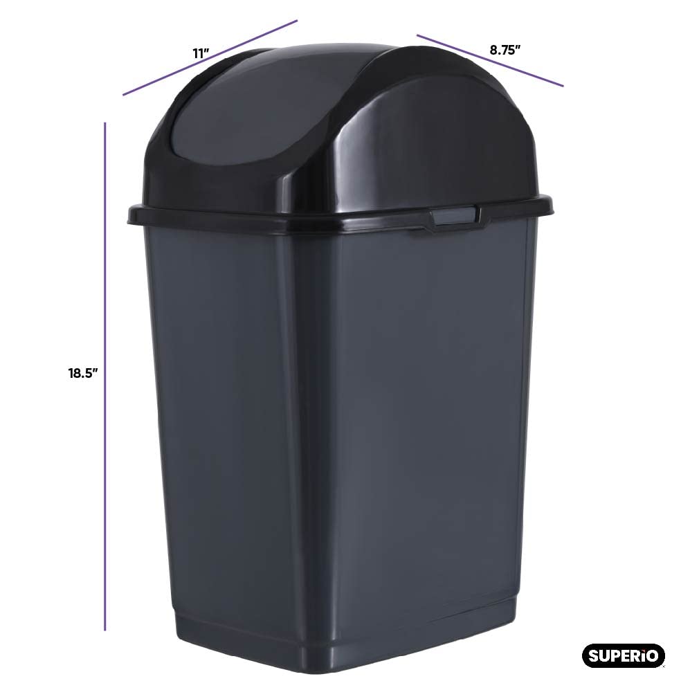 Medium Trash Can with Lid 4.5 Gallon Plastic Swing Top Garbage Can Slim Waste Bin for Under Sink