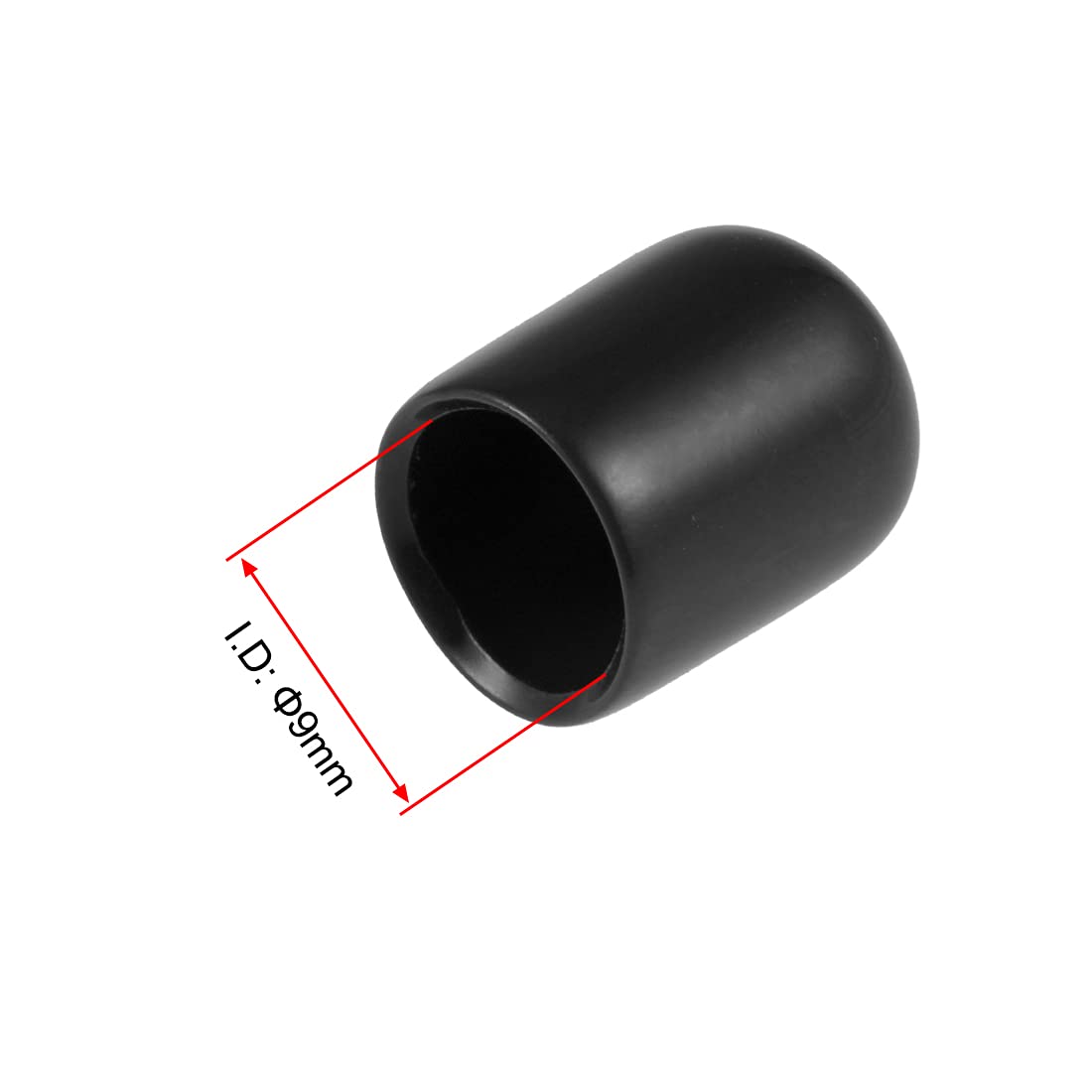 20pcs Rubber End Caps 9mm ID Vinyl Round Tube Bolt Cap Cover Thread Protectors Black (20 Count)
