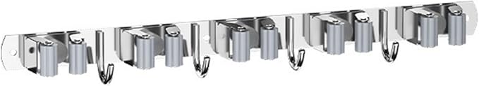 Garage Wall Hook 5 Clamps 4 Hooks for Bicycles Garden Tools Space Efficient Design Broom Holder Wall Mount