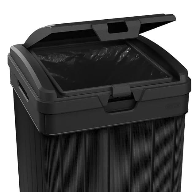 Outdoor Trash Can with Hinged Lid