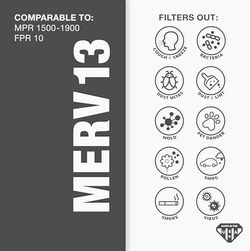Air Filter 16x25x1 MERV 13 AC Filter (4 Count)