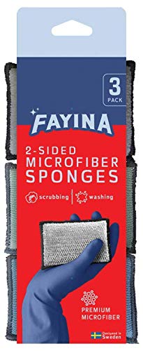 2 Sided Premium Microfiber Dish Sponge and Scrubber 3 Pack Variety