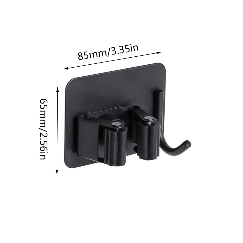 Pack of 4 Stainless Steel Broom Holder No Drill Mop Wall Mount Holder Gripper Rack with Hook Hanger Garden Tool Organizer (4 Count)