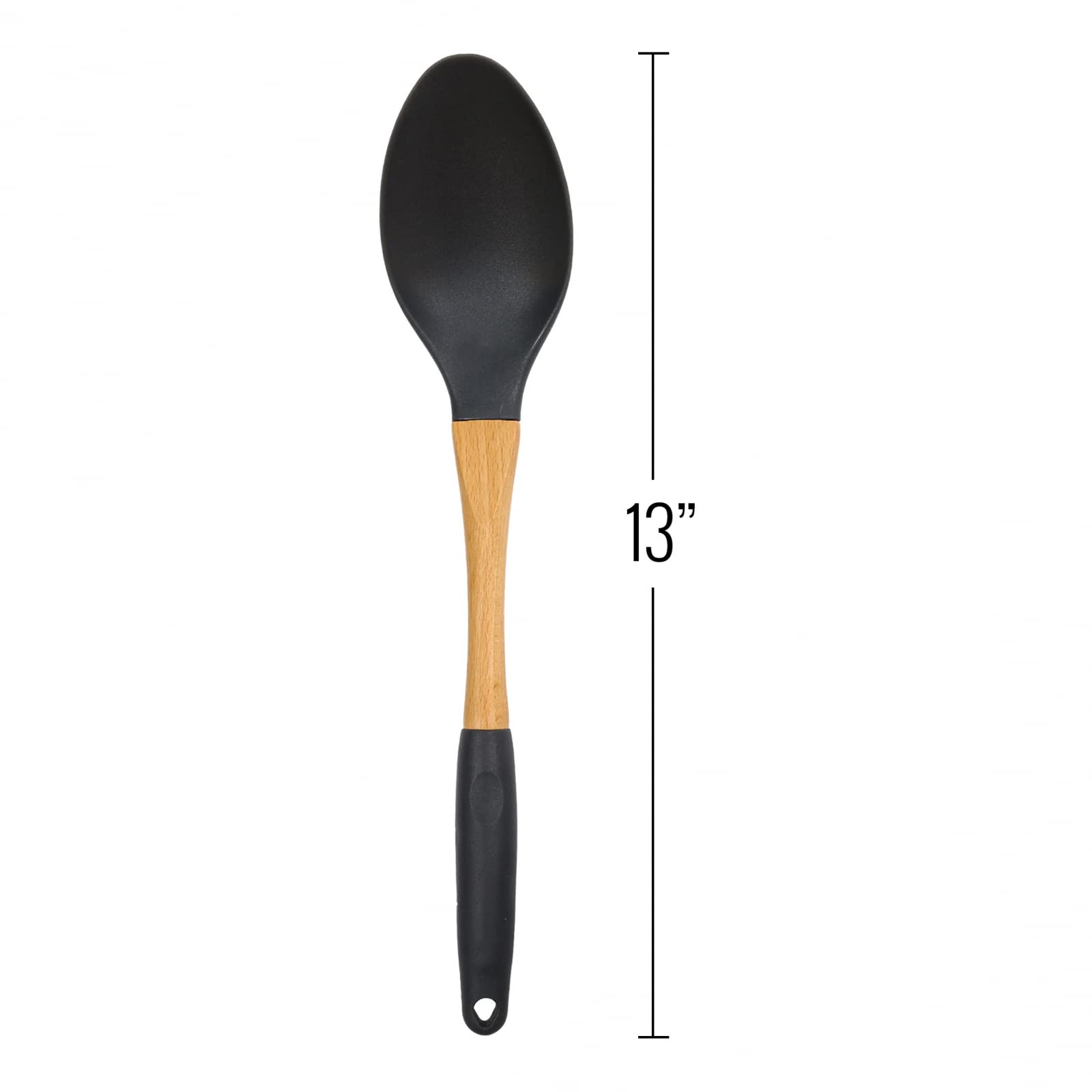 Grey Nylon Spoon with Wooden Handle Kitchen Utensils High Heat Resistance