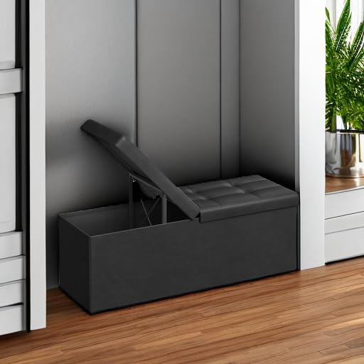 43.3 Inches Folding Storage Ottoman Bench with Flipping Lid