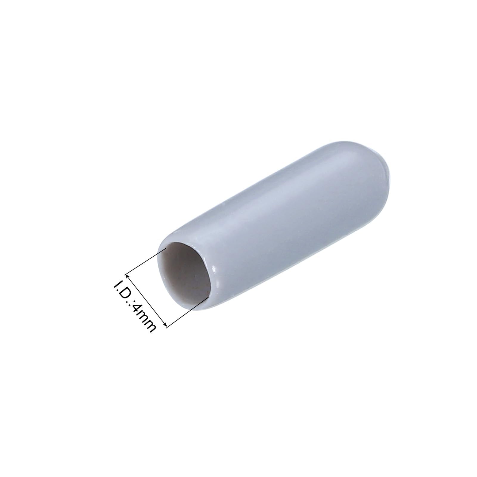 20pcs Rubber End Caps 4mm ID Vinyl PVC Round Tube Bolt Cap Cover Screw Thread Protectors Grey