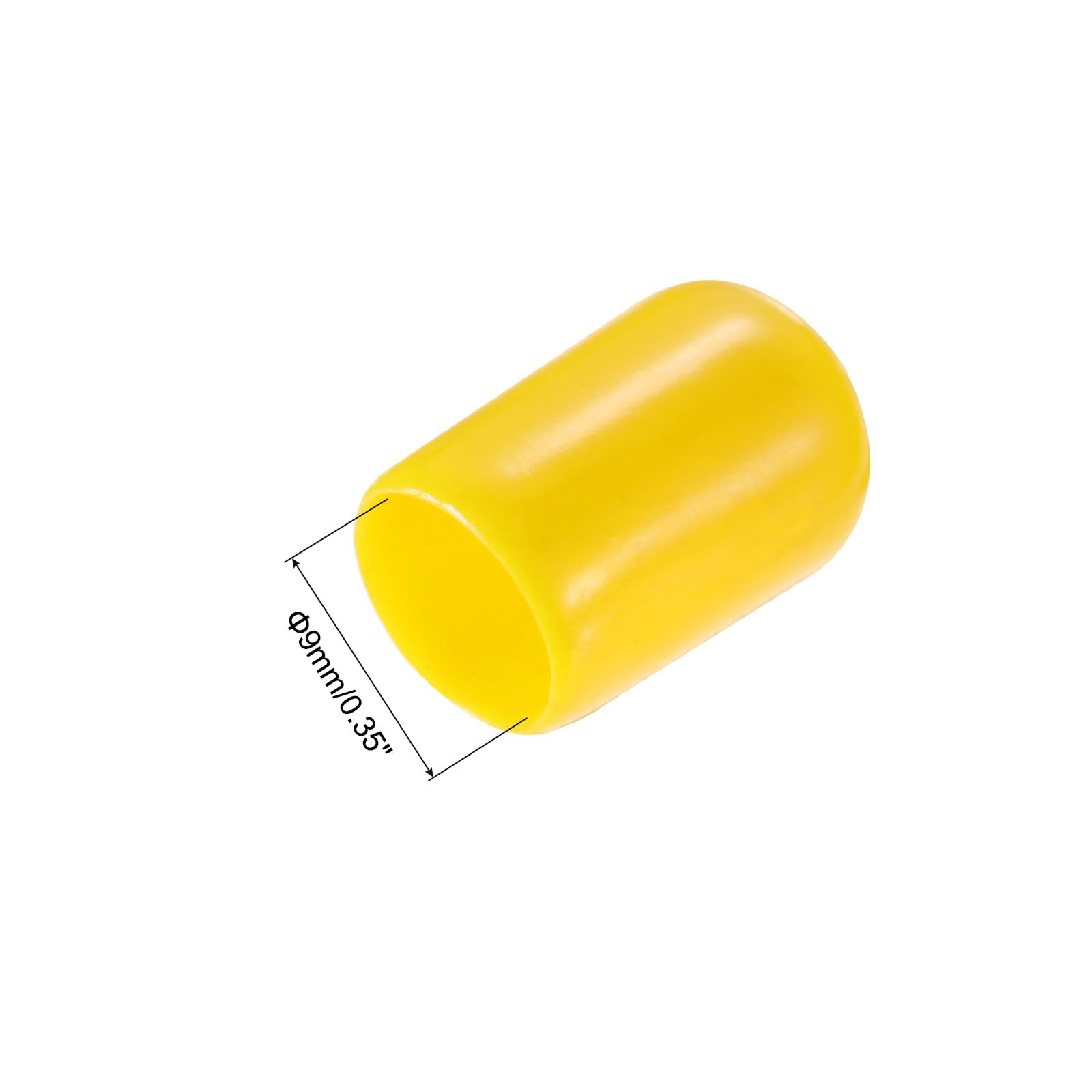 20pcs Rubber End Caps 9mm ID Vinyl PVC Round Tube Bolt Cap Cover Screw Thread Protectors Yellow