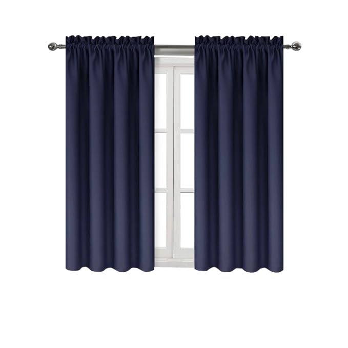 Blackout Curtains for Bedroom Living Room 42 x 54 Inch Long Navy (2 Count)