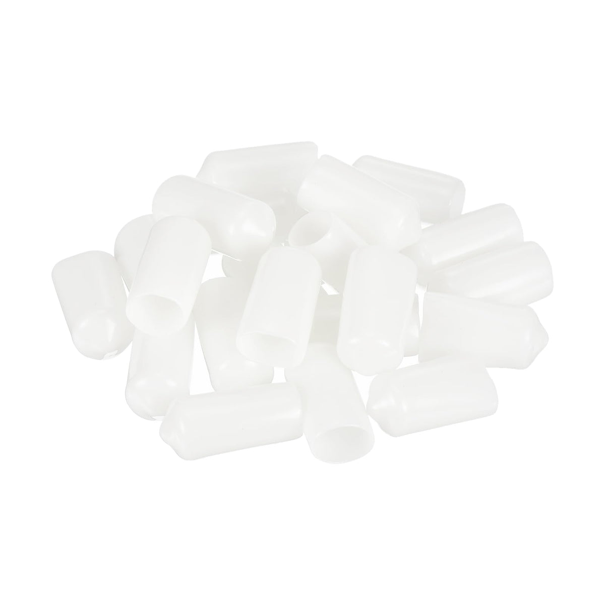 20pcs Rubber End Caps 10.5mm ID Vinyl Round Tube Bolt Cap Cover Thread Protectors White