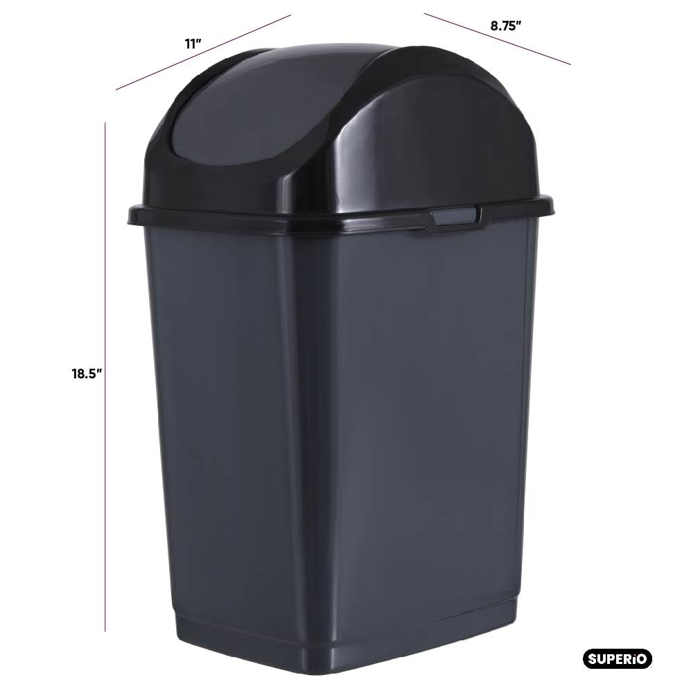 Trash Can for Dorm Room with Lid 4.5 Gallon Plastic Garbage Can with Swing Top Lid