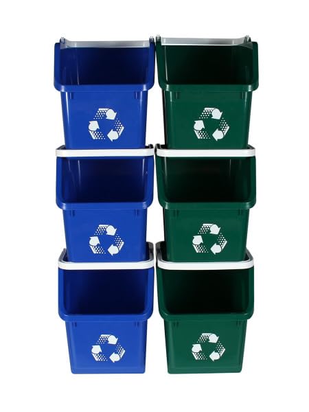 Multi Bin 6 Gallon Stackable Recycle Bins (6 Count)