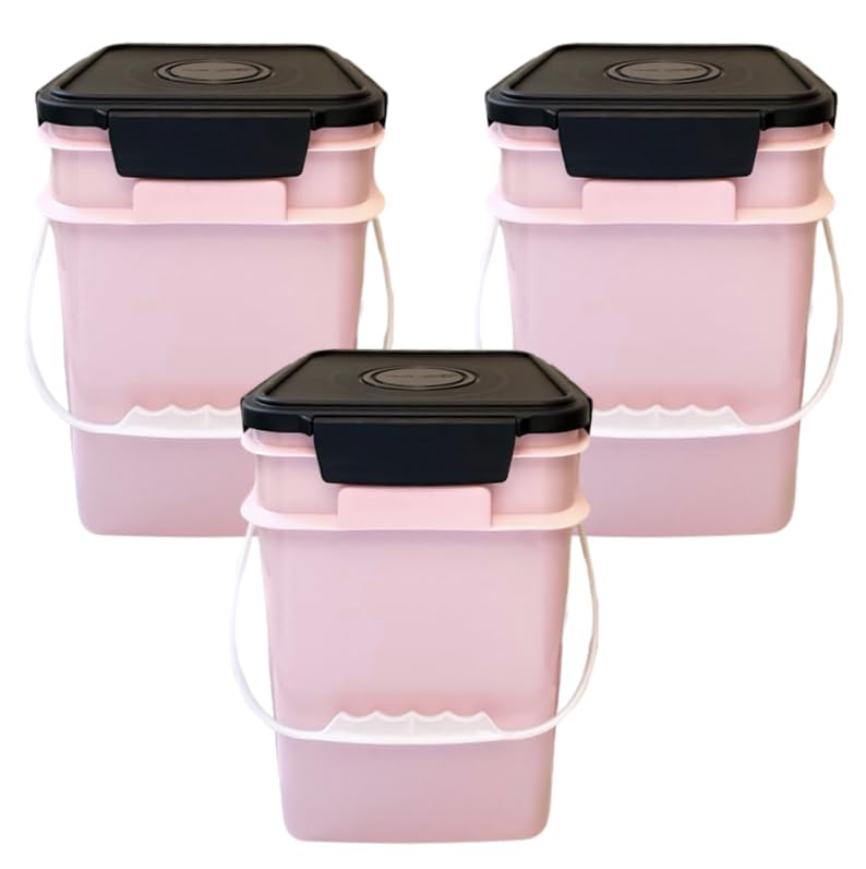 4 Gallon Square Food Grade Bucket Pail with Plastic Handles and Lid