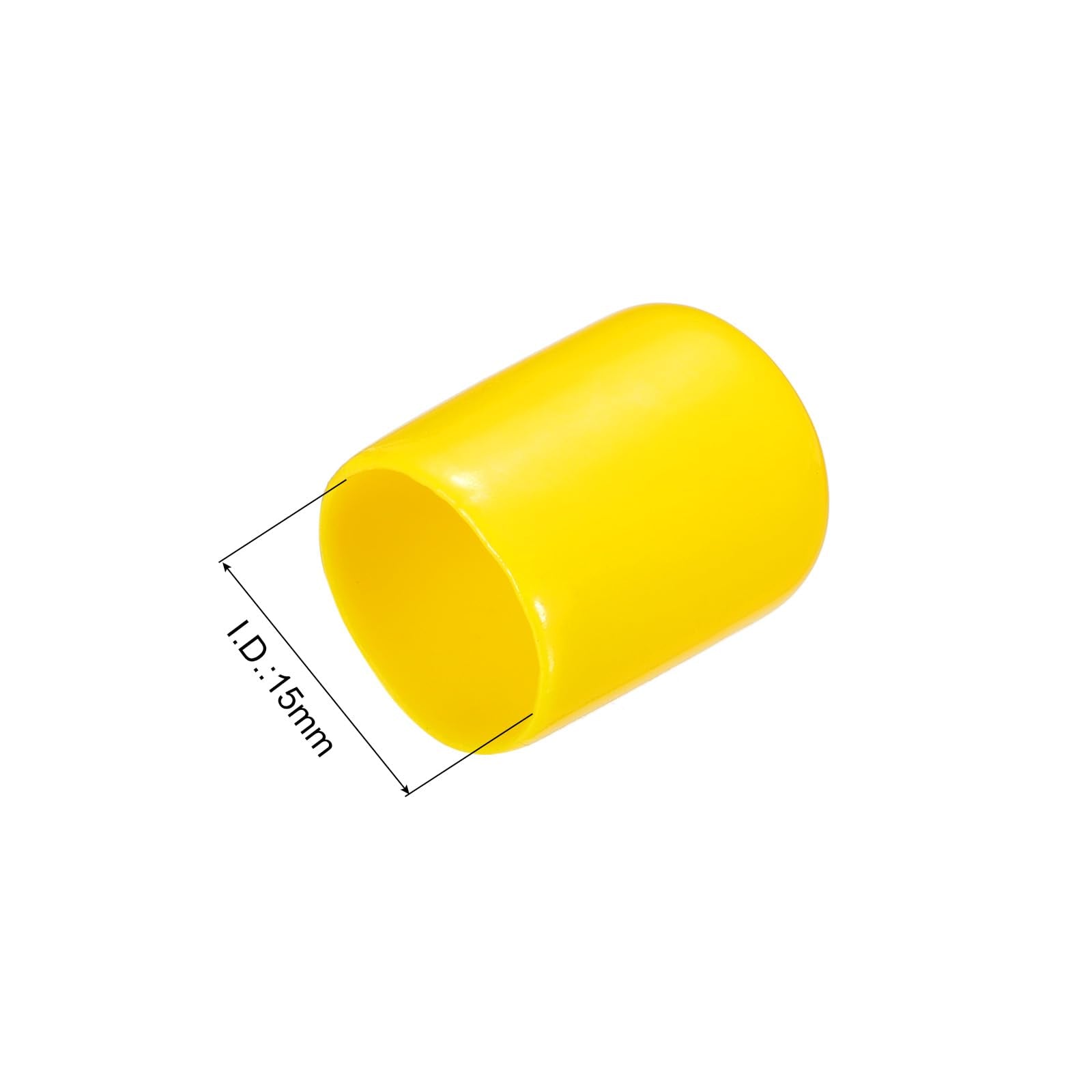 20pcs Rubber End Caps 15mm ID Vinyl PVC Round Tube Bolt Cap Cover Screw Thread Protectors Yellow