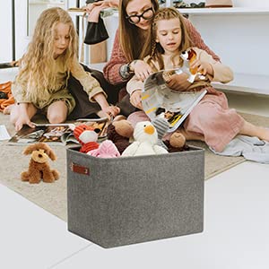 Grey Storage Baskets for Organizing 2 Pack 16"x12"x12" Fabric Shelf Baskets for Gifts Empty Large Storage Organizer for Closet (2 Count)