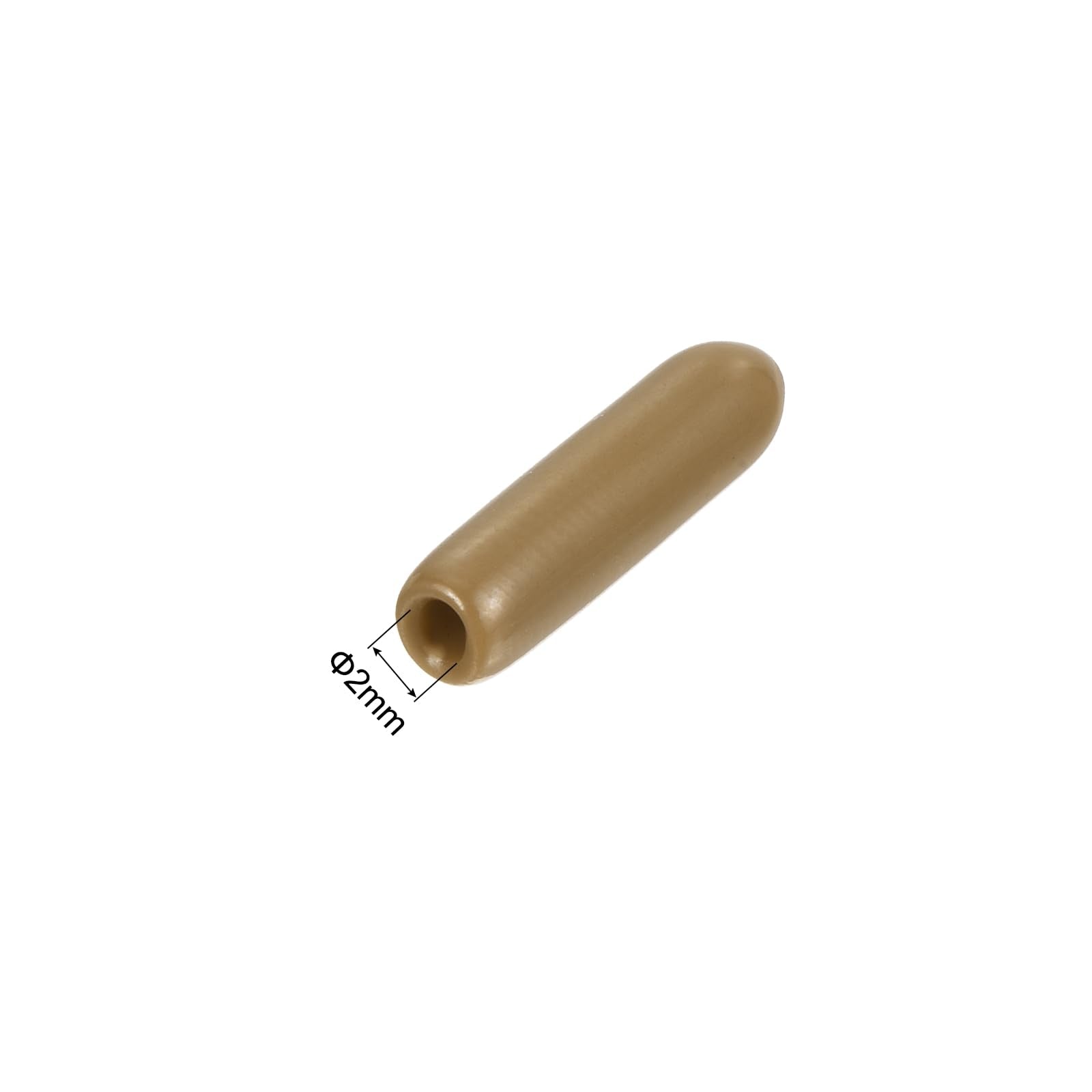 20pcs Rubber End Caps 2mm ID Vinyl PVC Round Tube Bolt Cap Cover Screw Thread Protectors Light Brown
