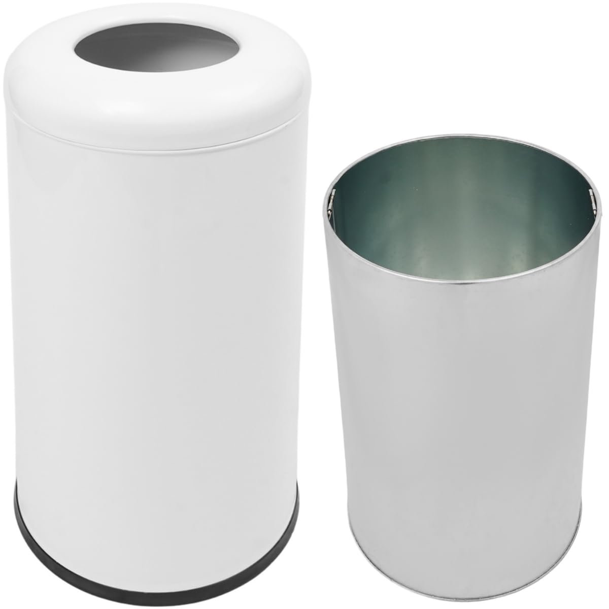58.6 Liter 15.48 Gallon Commercial Open Top Trash Can White Stainless Steel Trash Can Outdoor Indoor Garbage Enclosure with Lid Inside Barrel