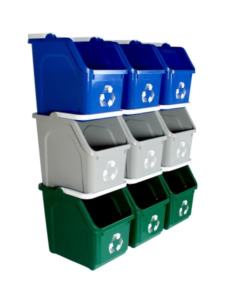 Multi Bin 6 Gallon Stackable Recycle Bins (9 Count)