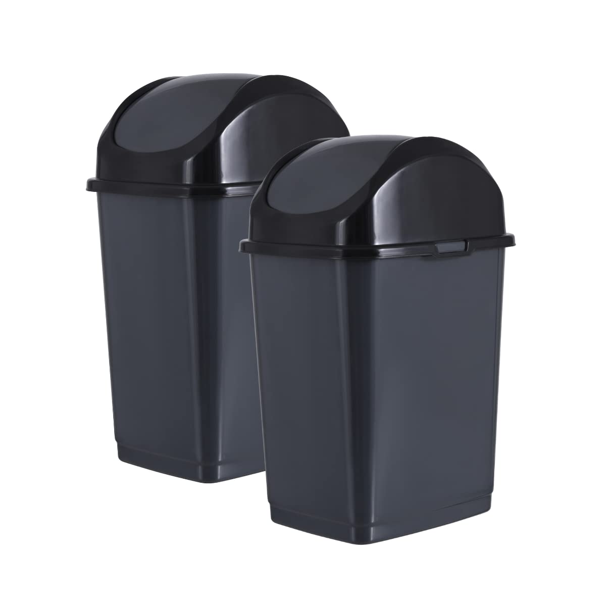 Kitchen Trash Can with Swing Top Lid 9 Gallon Slim Waste Bin 37 Qt Sturdy Plastic Garbage Can Medium Recycling Bin for Office (2 Count)
