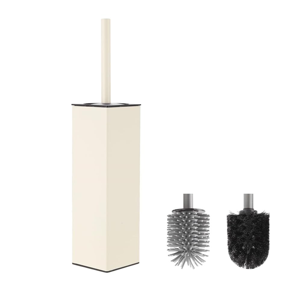 Toilet Brush and Holder Set White Freestanding for Bathroom