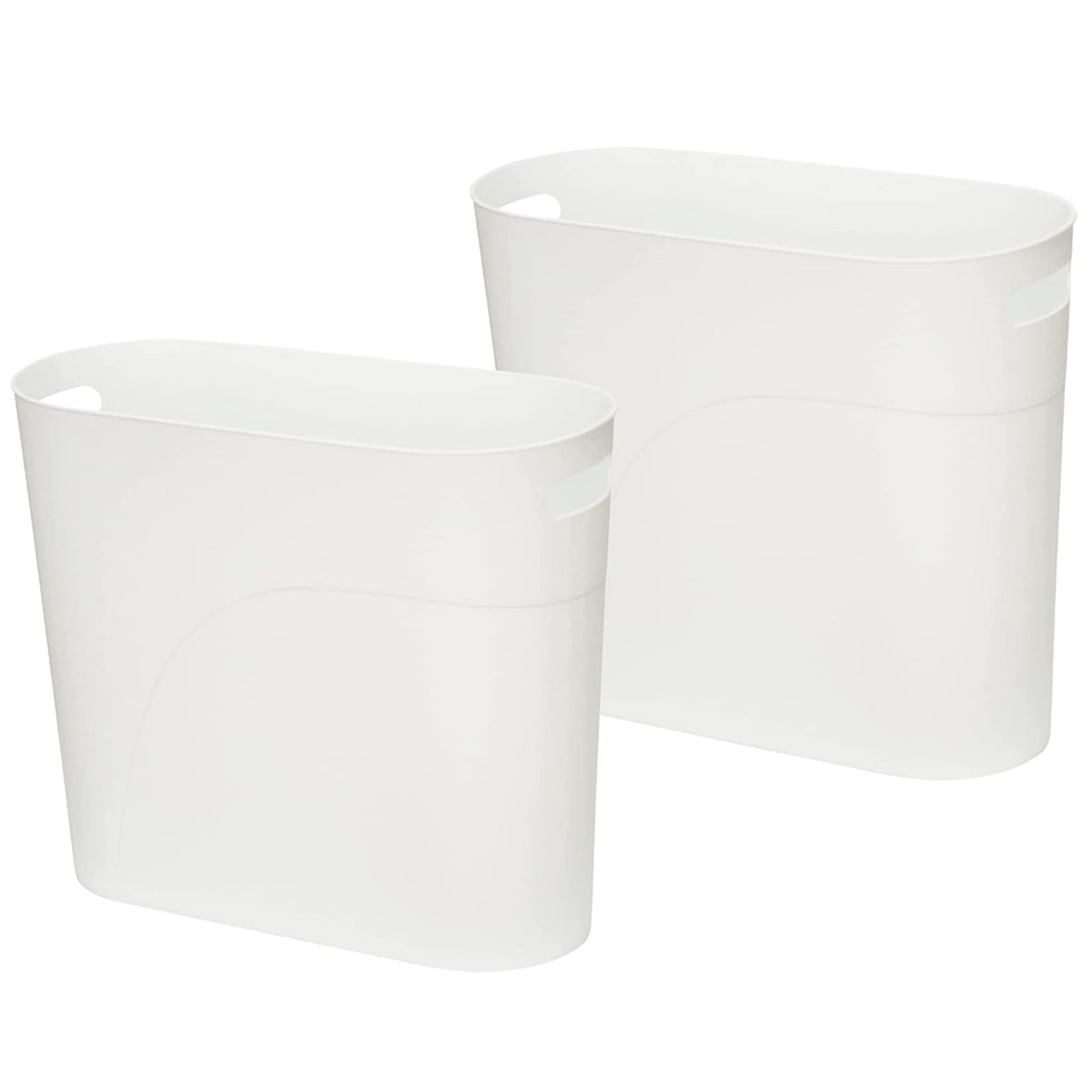 Small Trash Can Plastic Bathroom Wastebasket 3.2 Gallon Slim Garbage Container Bin with Handle for Home Kitchen Bathroom Bedroom Office (2 Count)