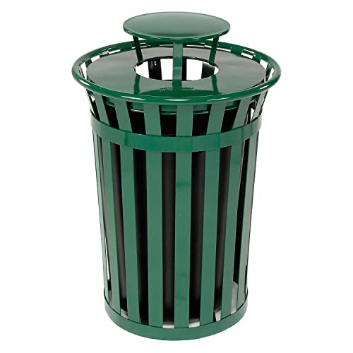 Heavy Duty 36 Gallon Cap Outdoor Metal Slatted Trash Can