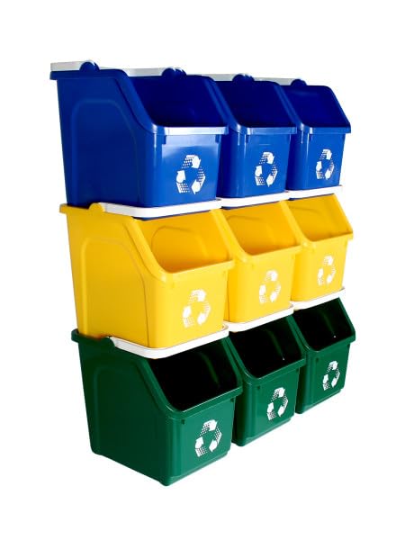 Multi Bin 6 Gallon Stackable Recycle Bins (9 Count)