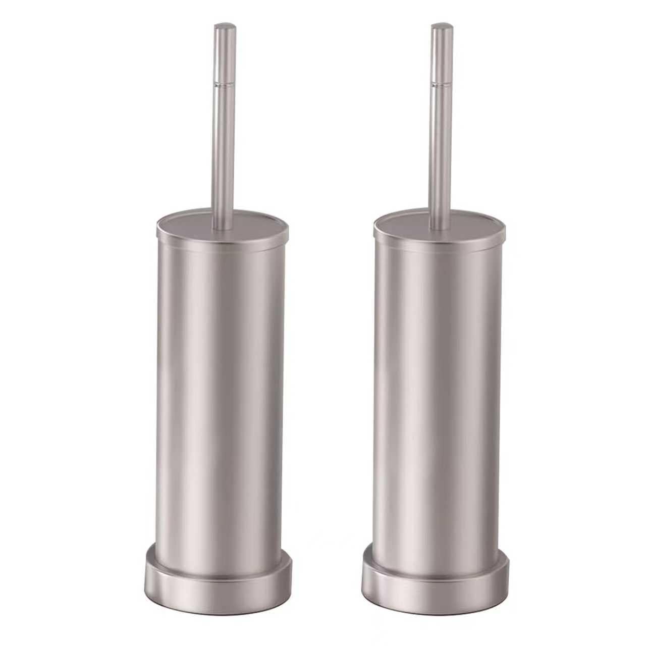 2 Pack Brushed Nickel Toilet Brush with Holder (2 Count)