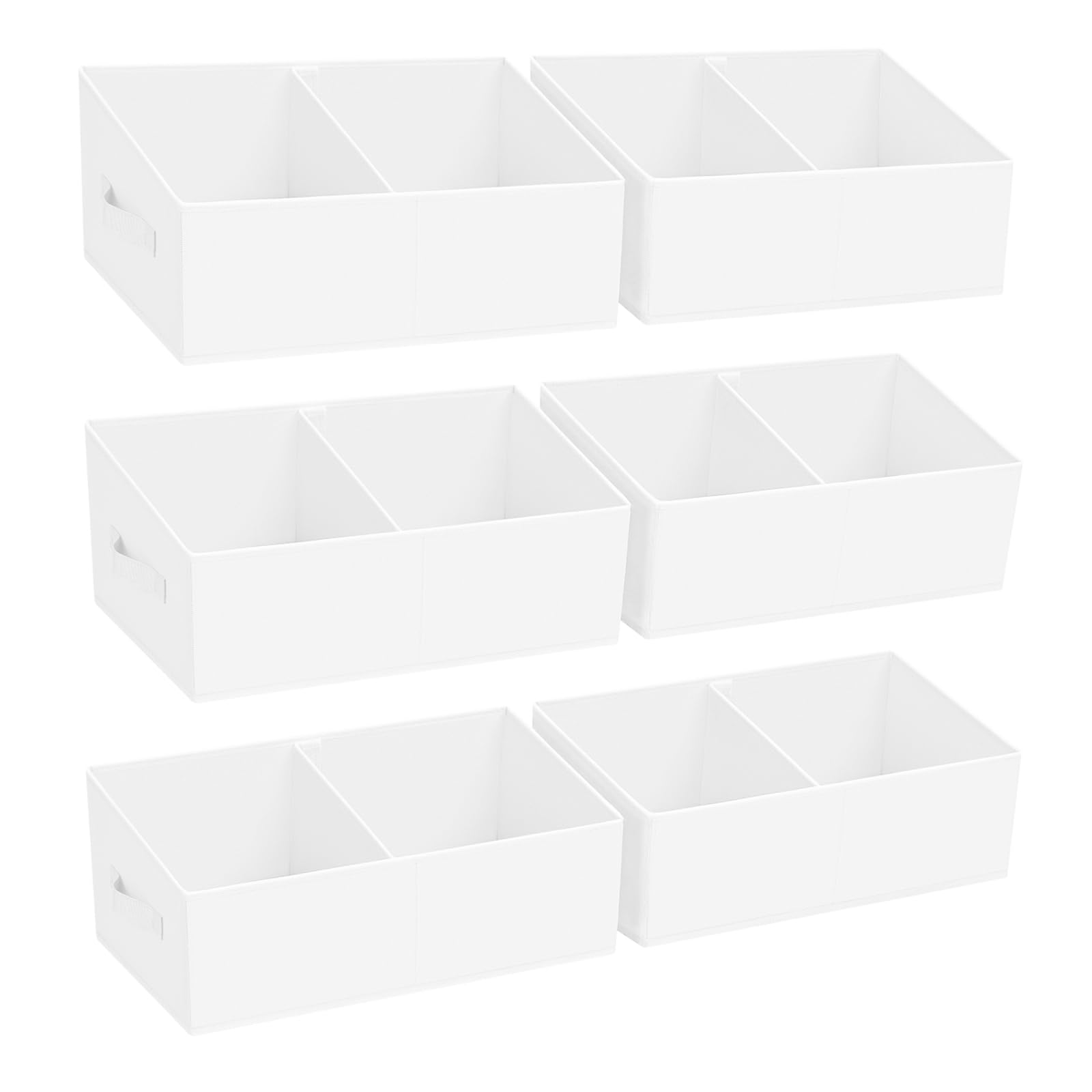 Large Closet Shelf Organizer Bins 6 Packs with Handles and Divider (6 Count)