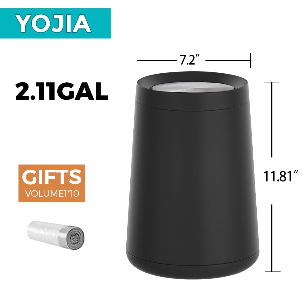 2.1 gallon 8L Black Trash Can