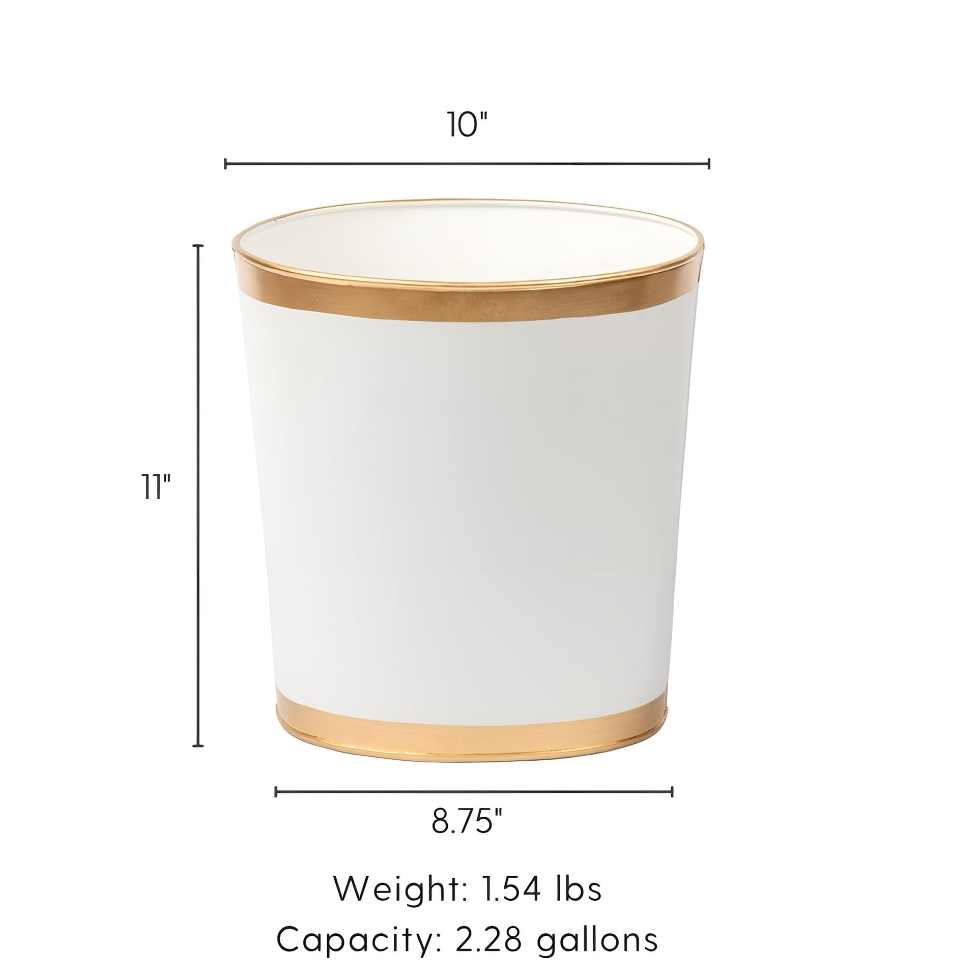 Mattie Decorative White and Gold Bathroom Trash Can