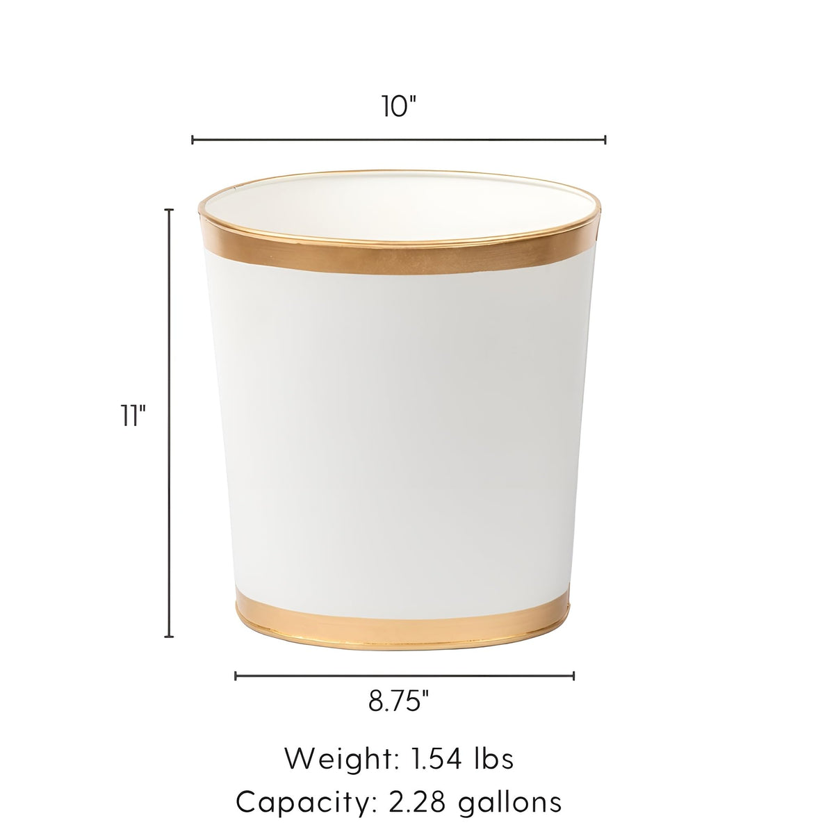 Mattie Decorative White and Gold Bathroom Trash Can