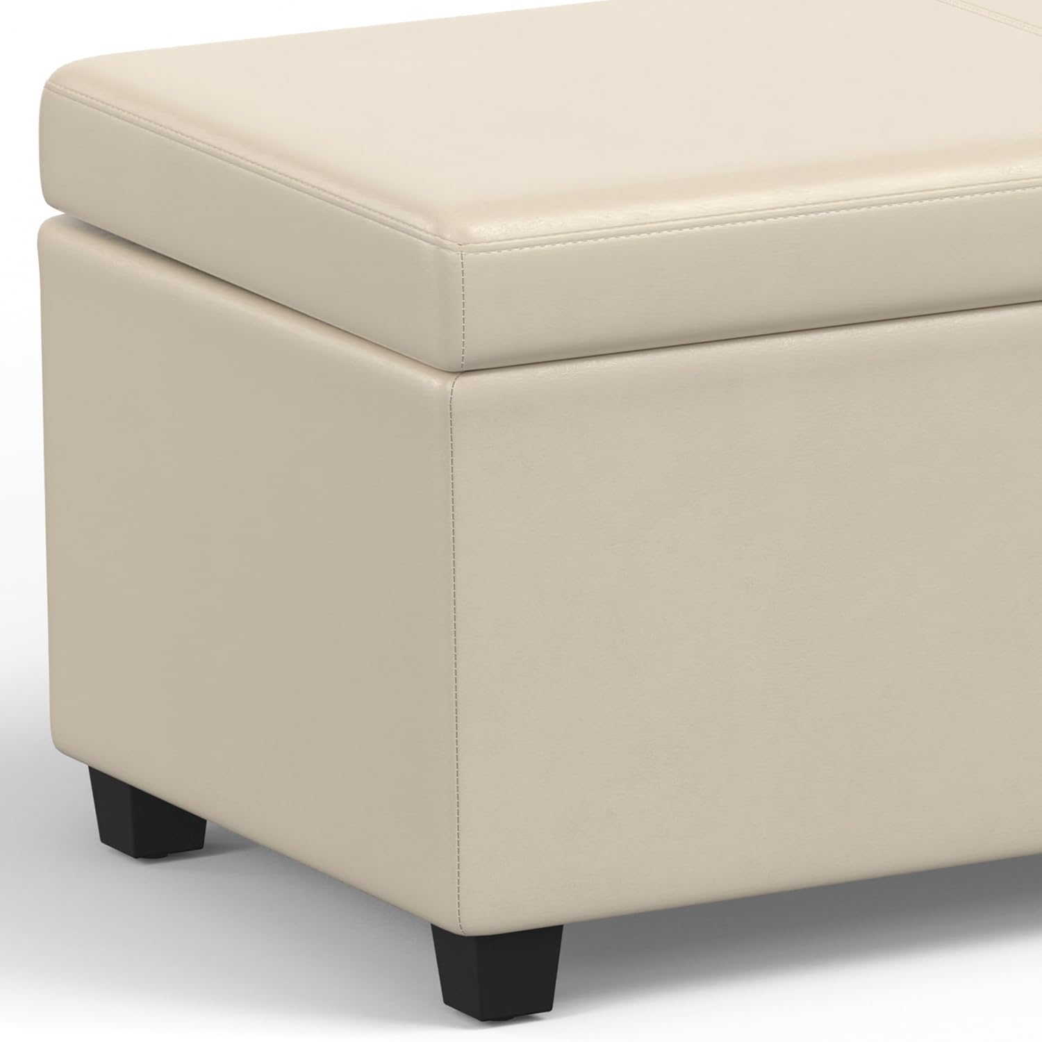 Avalon 54" Wide Vegan Leather Storage Ottoman in Tanners Brown