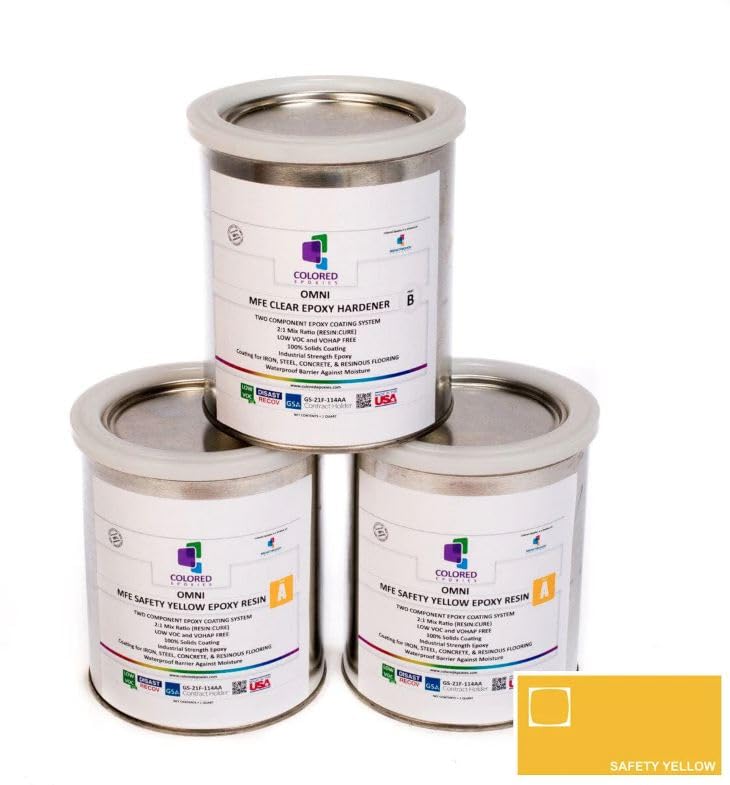 Safety Yellow Epoxy Resin Coating Made with Beautiful and Vibrant Pigments (1920 Fl Oz)