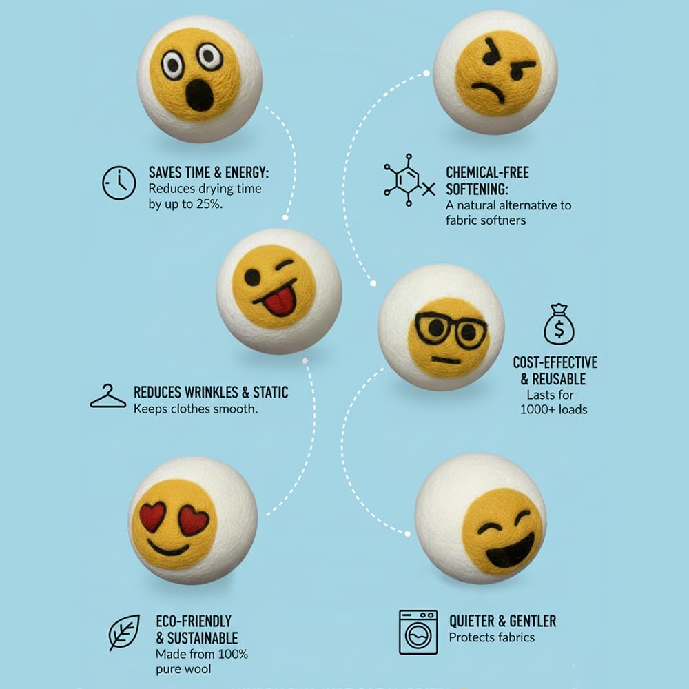 Quality Wool Dryer Balls (6 Count)