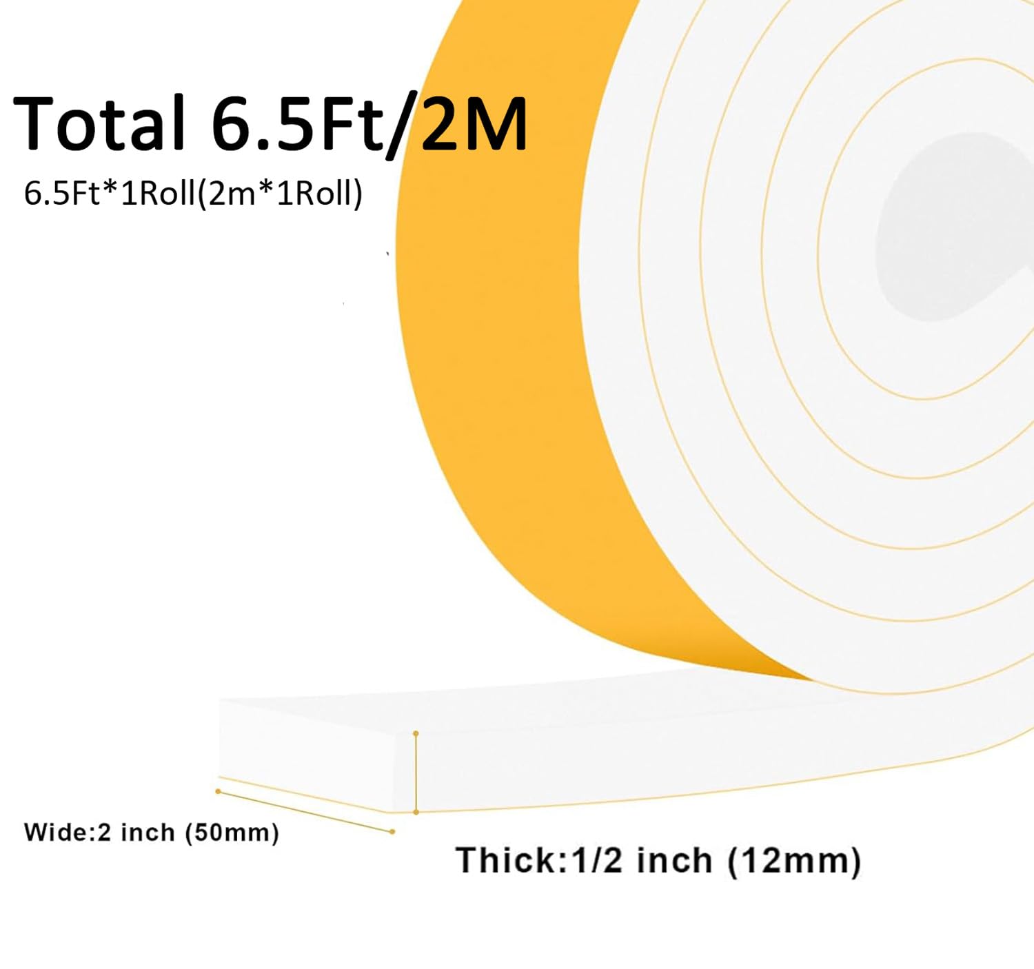 Extra Wide Heavy Duty Weather Stripping 2x1 (6.5 Foot)