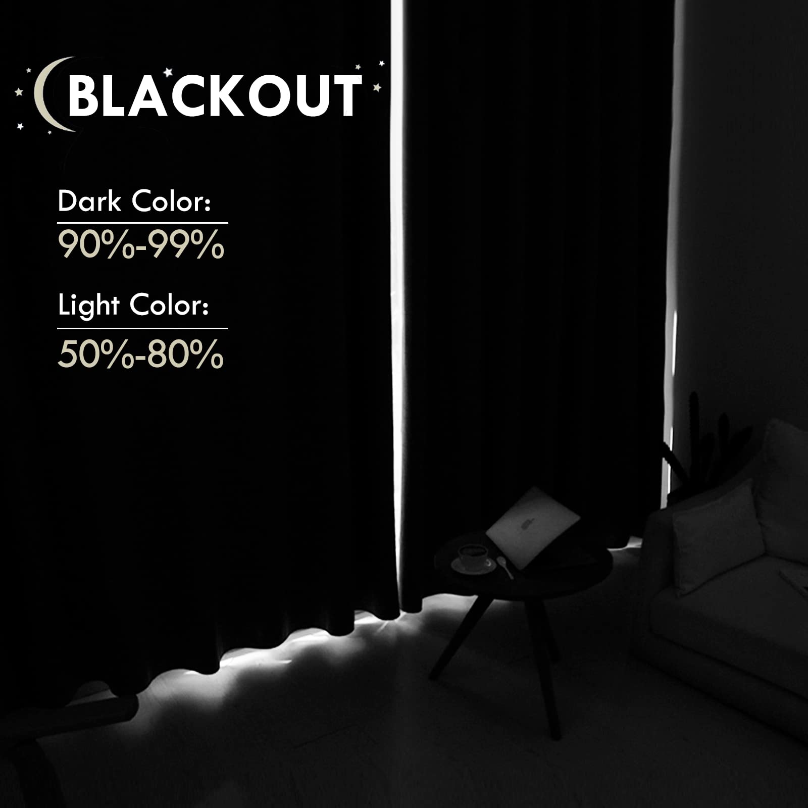 Blackout Curtains for Bedroom Living Room 38 x 45 Inch Long Khaki