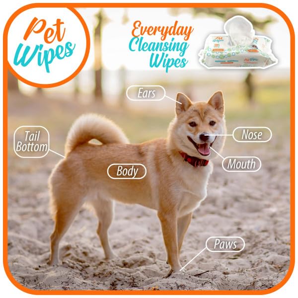 pet Wipes for Dogs and Cats Hypoallergenic Natural Products for Cleansing from Nose to Tail 100 Count 8x7in Wipes Perfect for Grooming and Cleaning Made in the USA Fragance