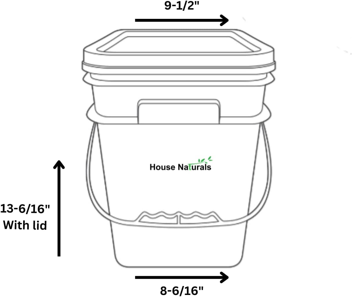 4 Gallon Square Food Grade Bucket Pail with Plastic Handles and Lid