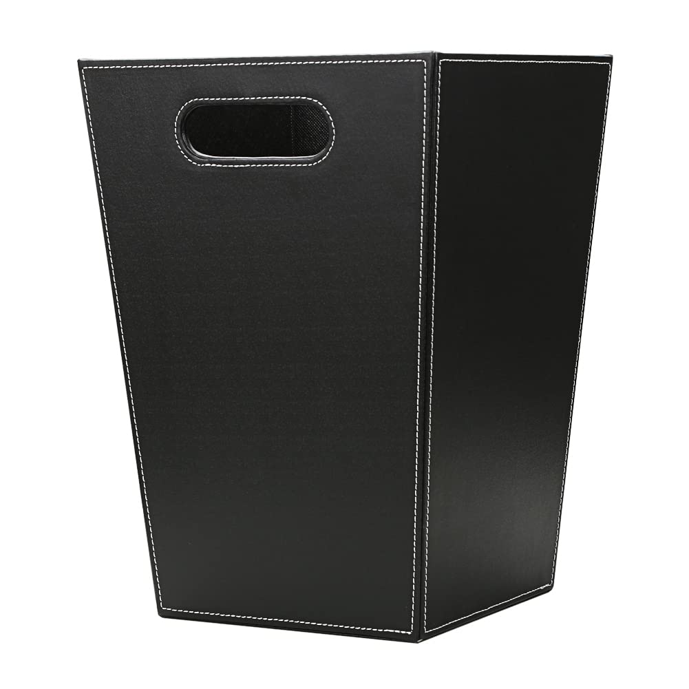 Classic Pu Leather Trash Can Wastebasket