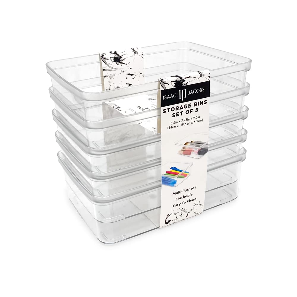 5 Pack Small Clear Storage Bins (5 Count)