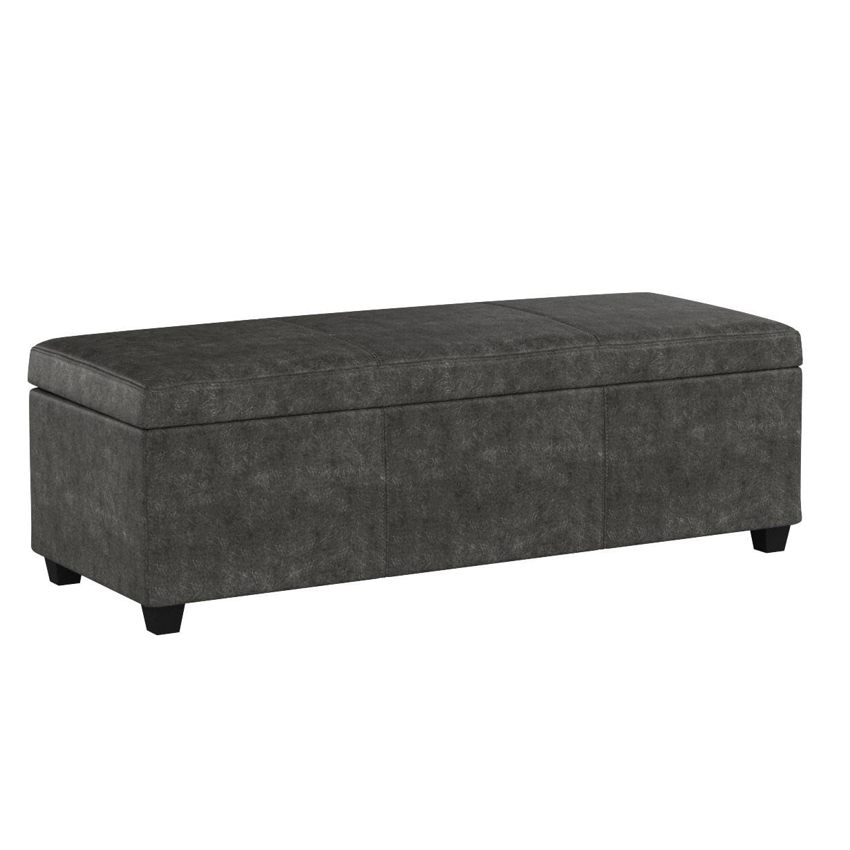 Faux Leather Storage Ottoman