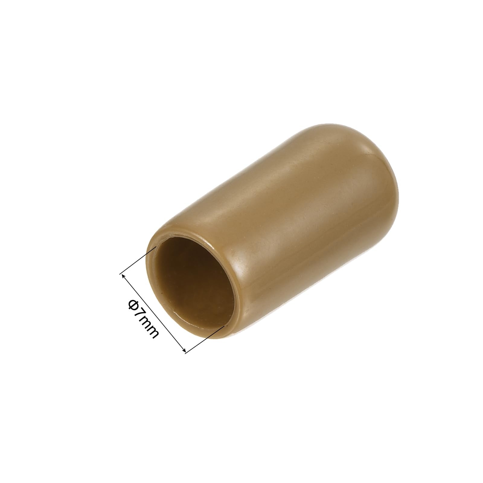 20pcs Rubber End Caps 7mm ID Vinyl PVC Round Tube Bolt Cap Cover Screw Thread Protectors Light Brown