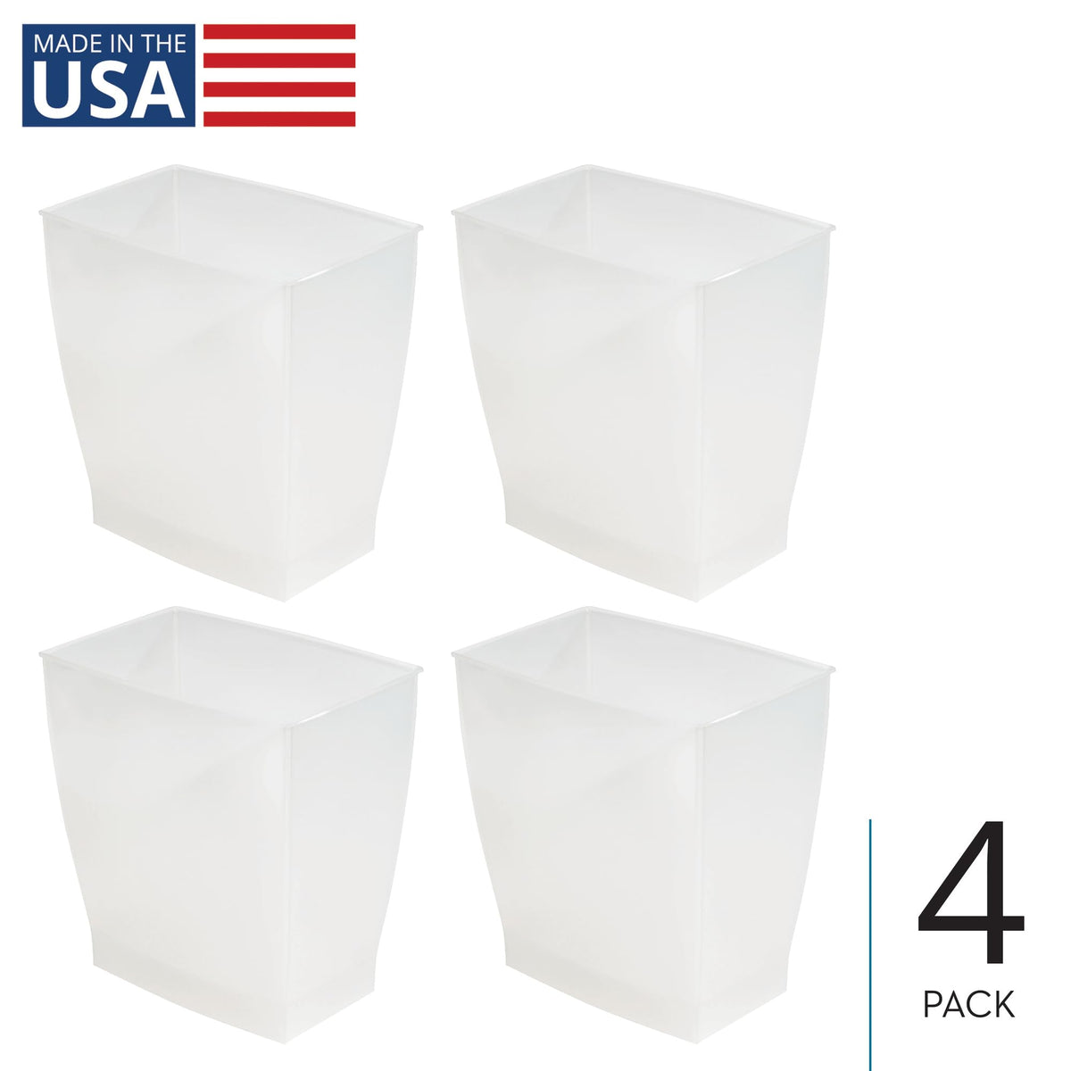 Small Plastic Bathroom Trash Can (4 Count)